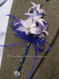 blue hyacinth boutonniere (buttonhole) for a wedding